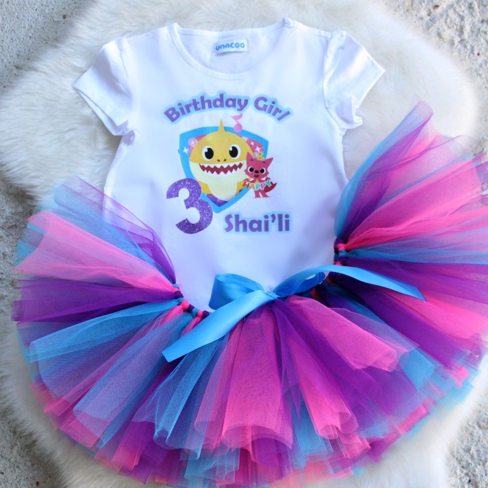 Baby Shark Birthday Tutu Outfit Set